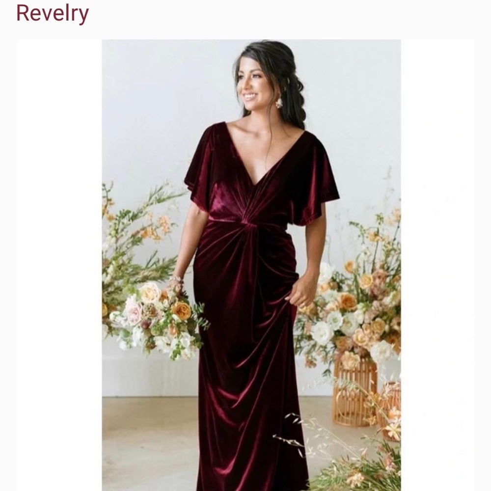 Revelry Gwen Style Velvet Bridesmaid dress in Romantic Rose